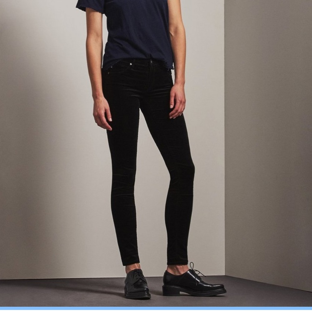 AG “The legging” black velvet skinny jeans